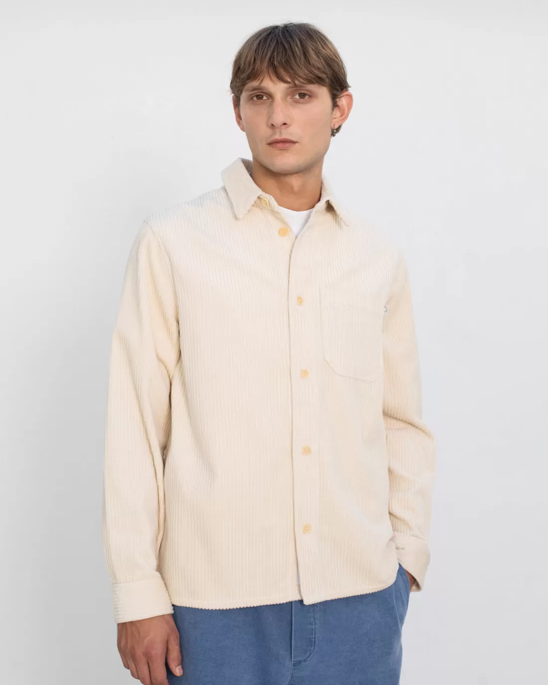 Hemden & Overshirts | Shirts & Blouses | Rotholz Cord Casual Shirt Organic Cotton - White