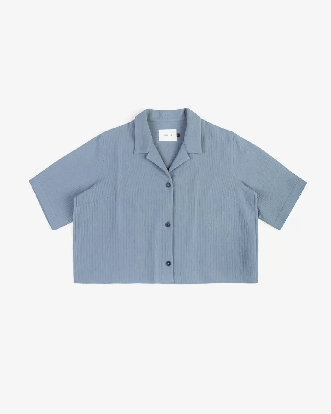 Shirts & Blouses | Rotholz Cropped Bowling Shirt Stone Blue