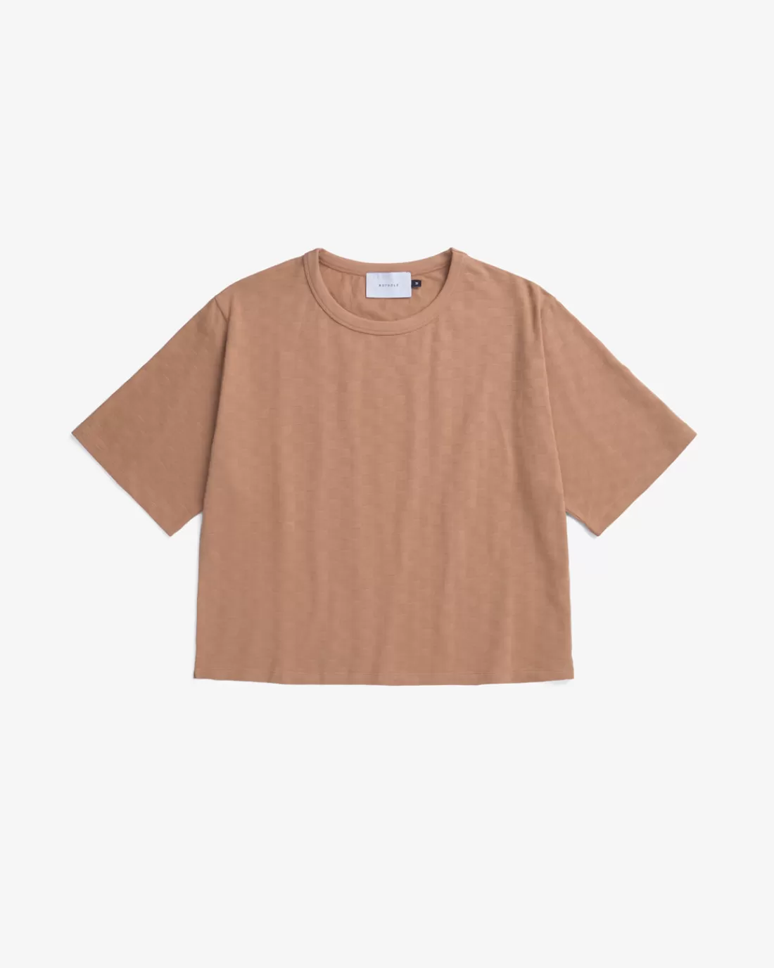 T-Shirts & Tops | Rotholz Cropped Tonal Check T-Shirt Caramel Brown