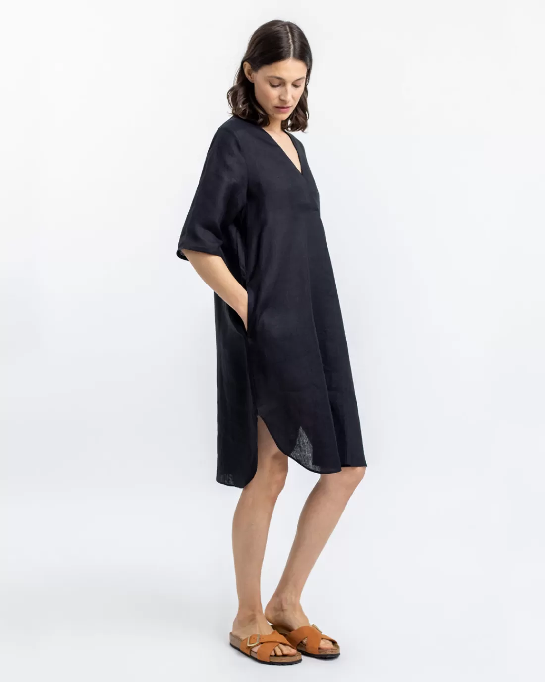 Dresses & Skirts | Rotholz Kaftan Dress Black Linen