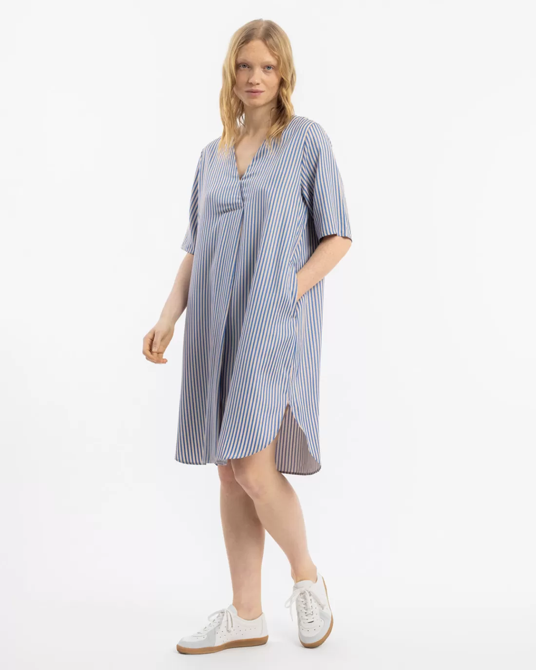 Dresses & Skirts | Rotholz Kaftan Dress Blue/Sand Stripe