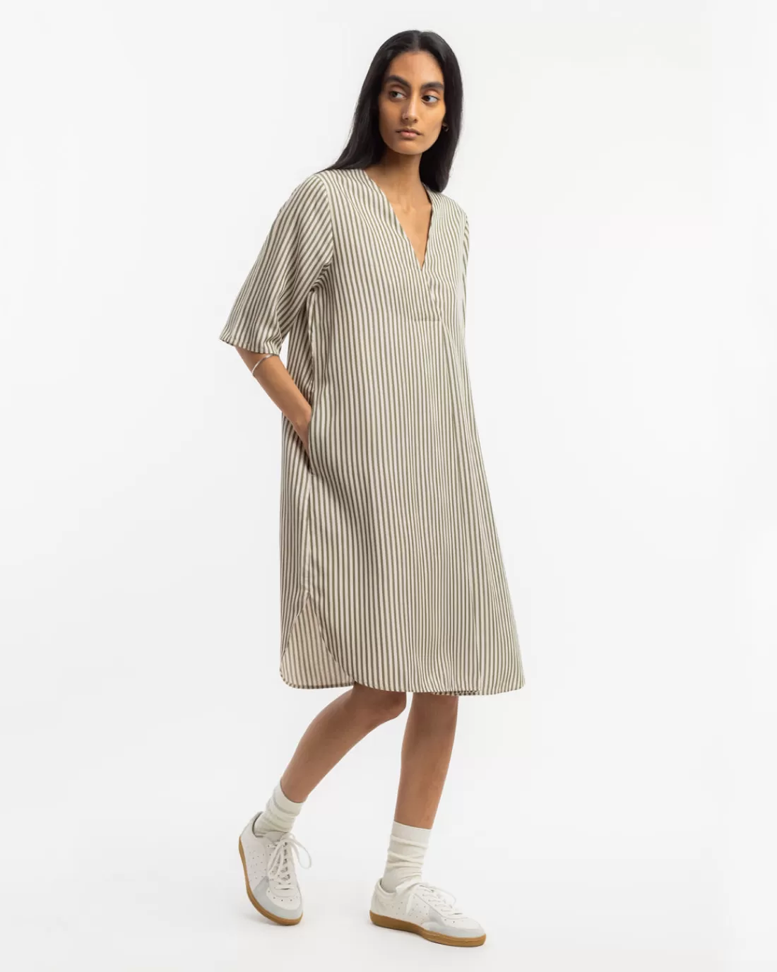 Dresses & Skirts | Rotholz Kaftan Dress Olive/Sand Stripe