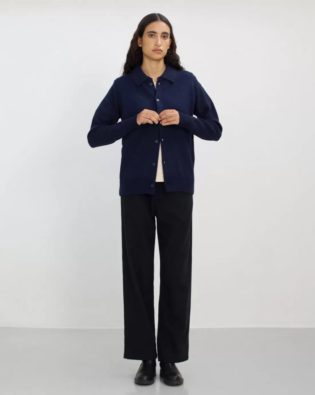 Shirts & Blouses | Knitwear | Rotholz Knit Shirt Merino Wool - Classic Navy