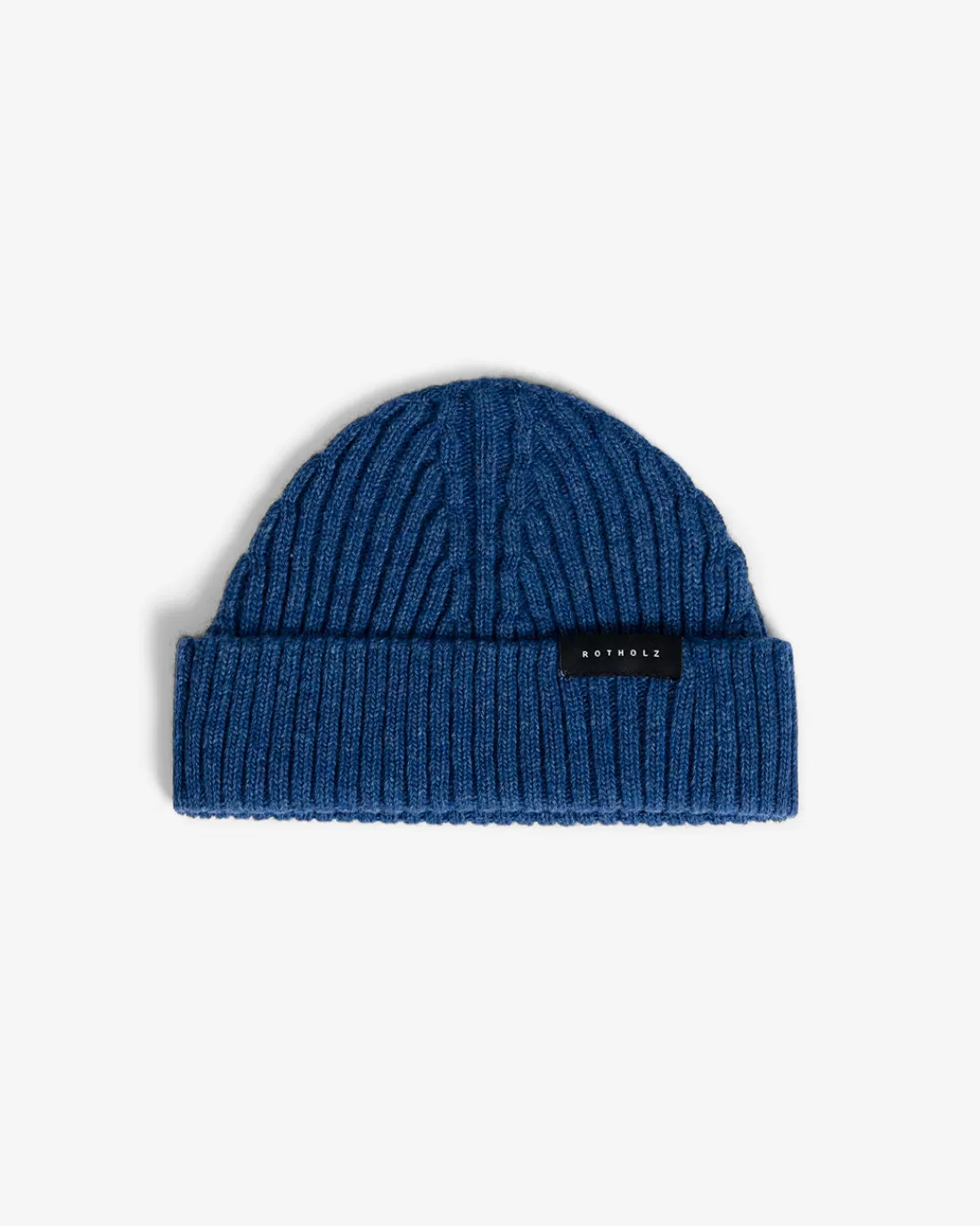 Knitwear | Beanies | Rotholz Kurze Mütze Wollmix Ripp - Blau