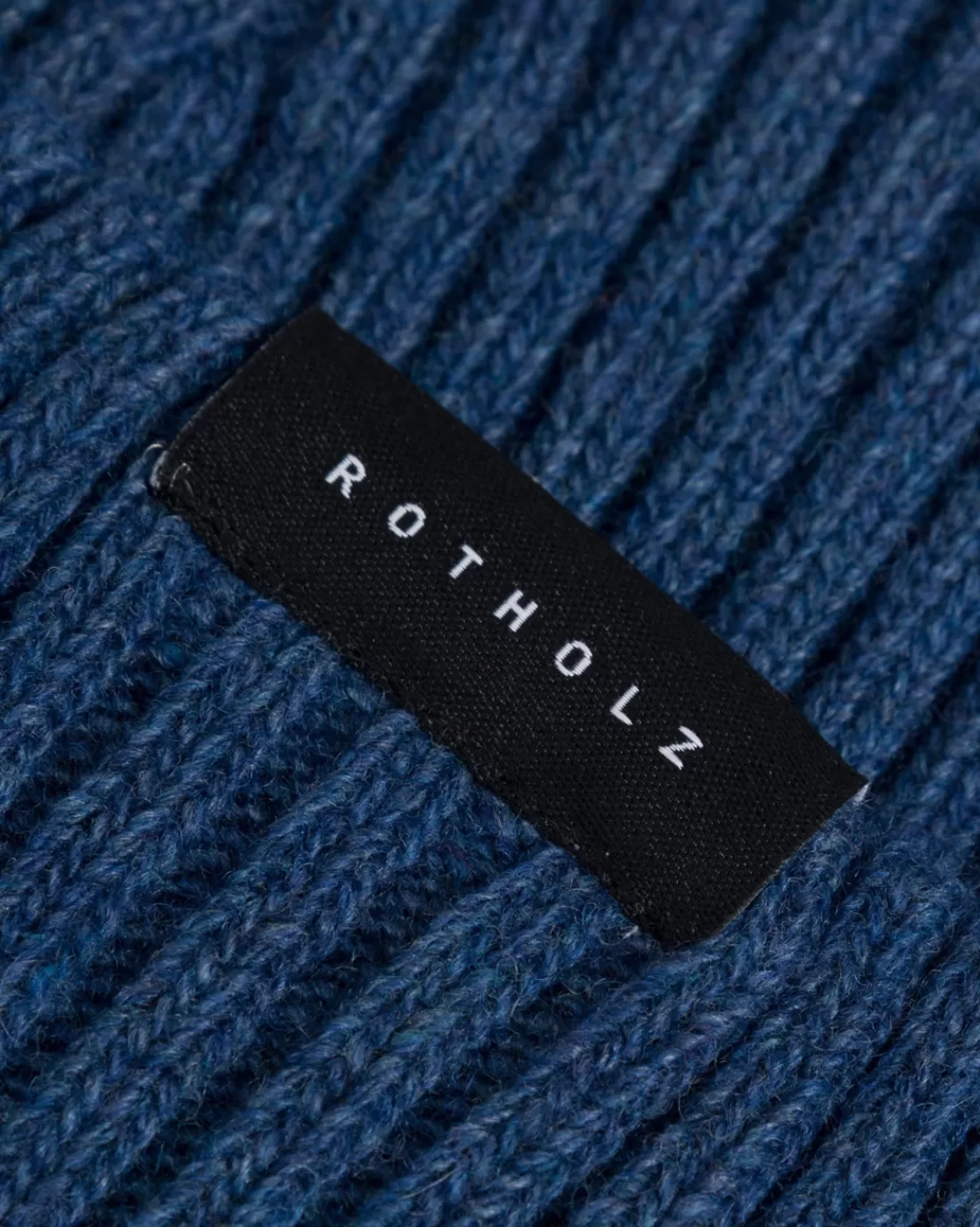 Knitwear | Beanies | Rotholz Kurze Mütze Wollmix Ripp - Blau