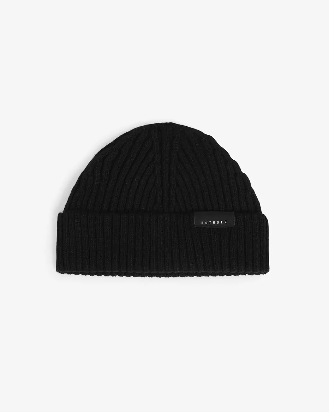 Knitwear | Beanies | Rotholz Kurze Mütze Wollmix Ripp - Schwarz