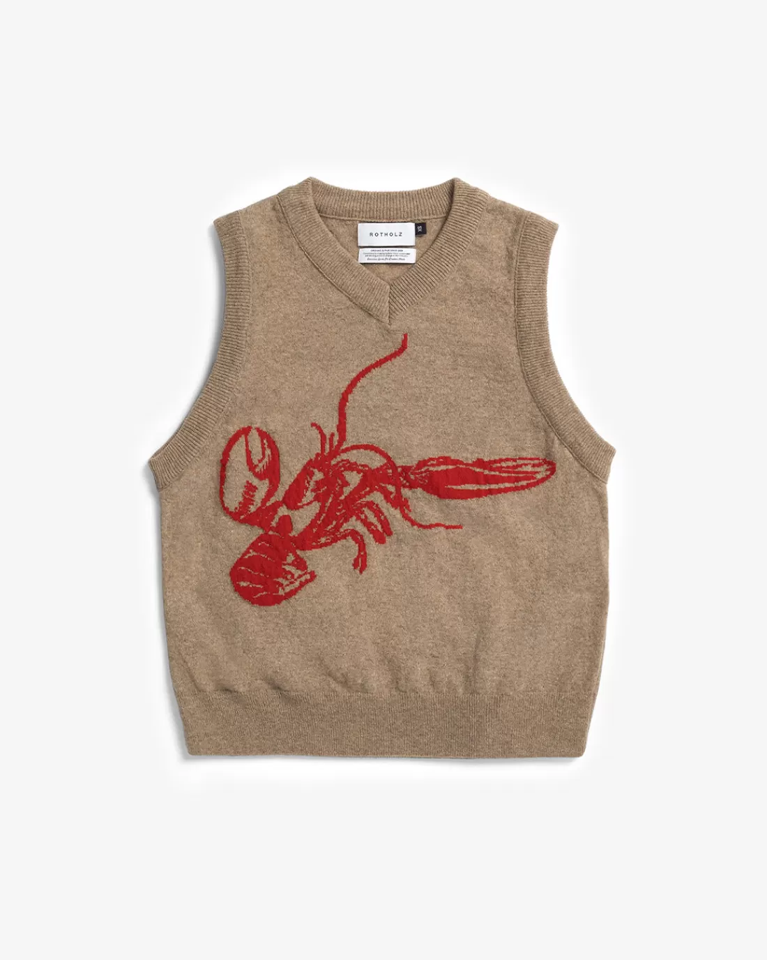 Knitwear | Knitwear | Rotholz Lobster Knit Vest Wool-Blend - Soft Clay