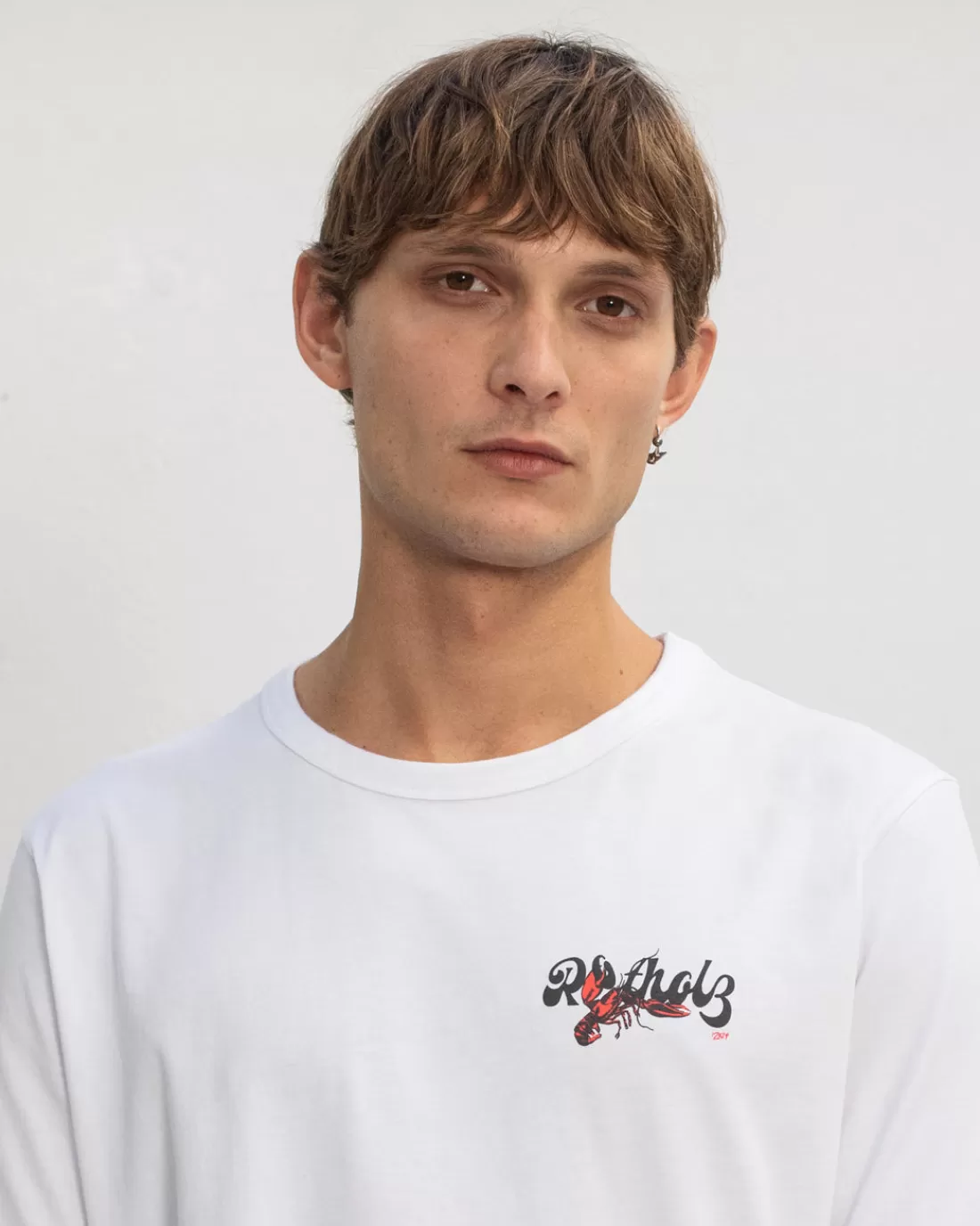 T-Shirts & Tops | T-Shirts & Tops | Rotholz Lobster Logo T-Shirt Organic Cotton - Classic White