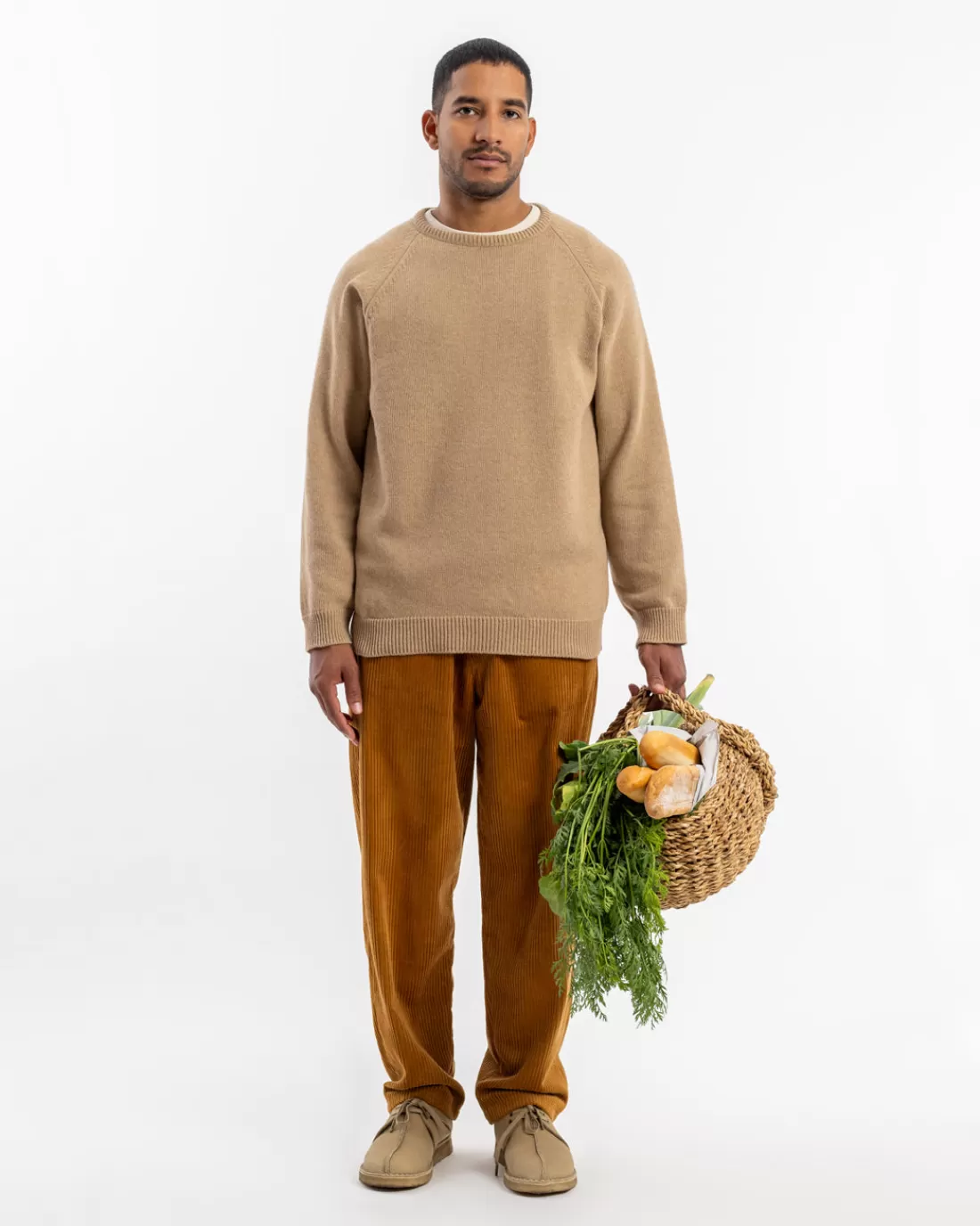 Knitwear | Rotholz Men's Knit Sweater Recycling Mix - Beige