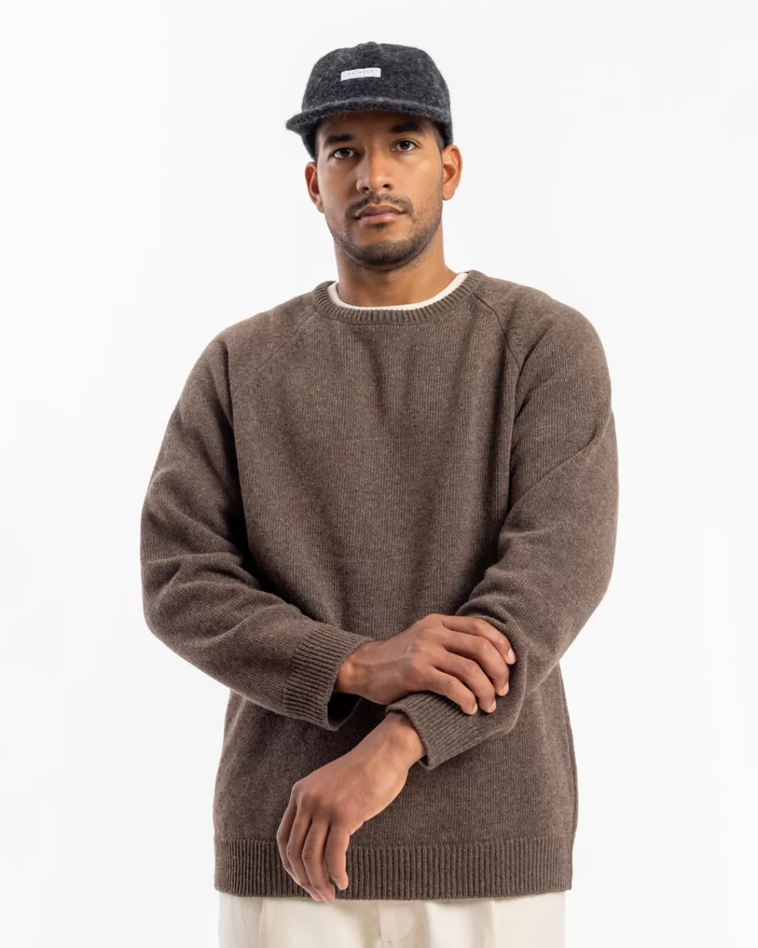 Knitwear | Rotholz Men's Knit Sweater Recycling Mix - Brown