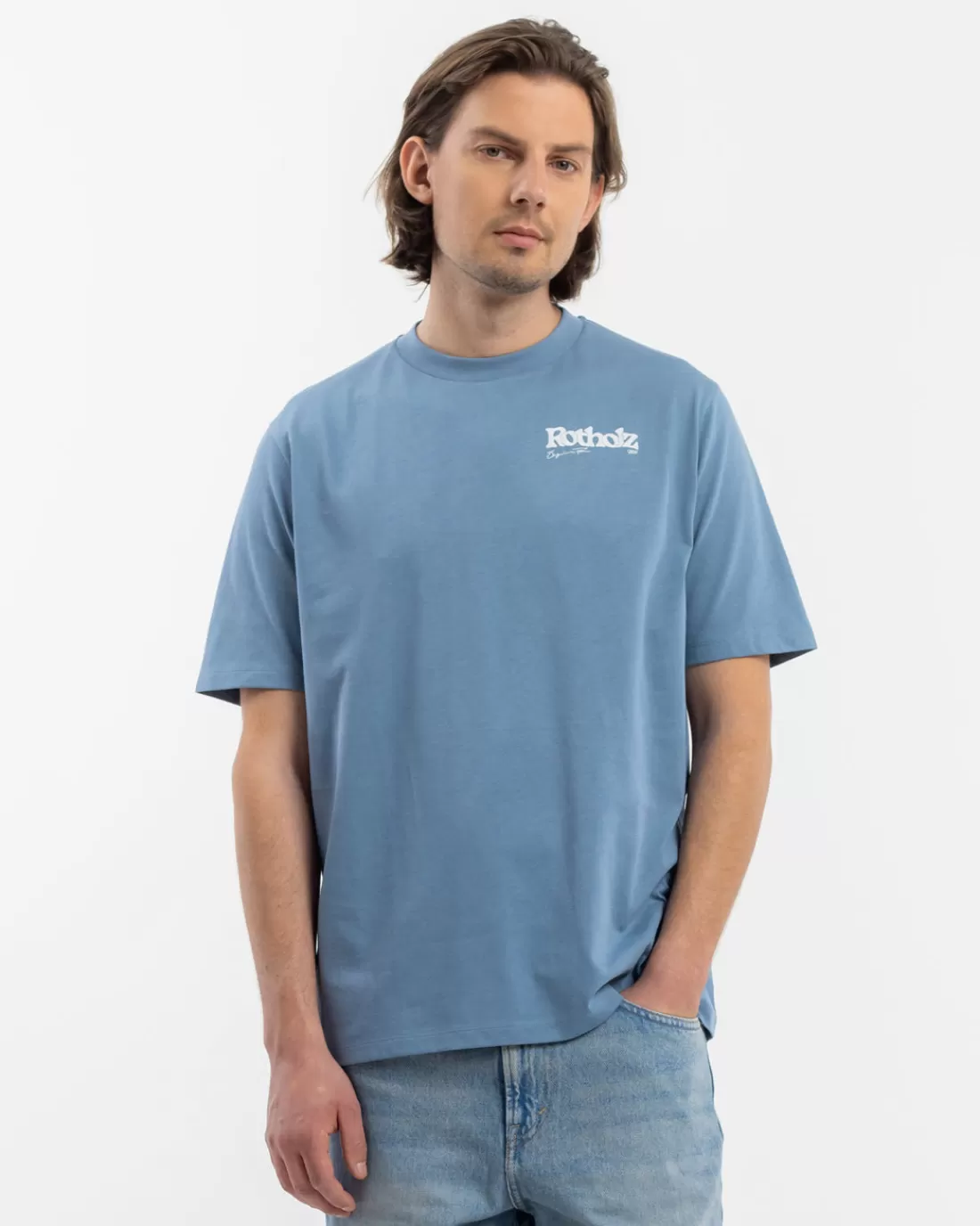 T-Shirts & Tops | T-Shirts & Tops | Rotholz Retro Logo T-Shirt Stone Blue