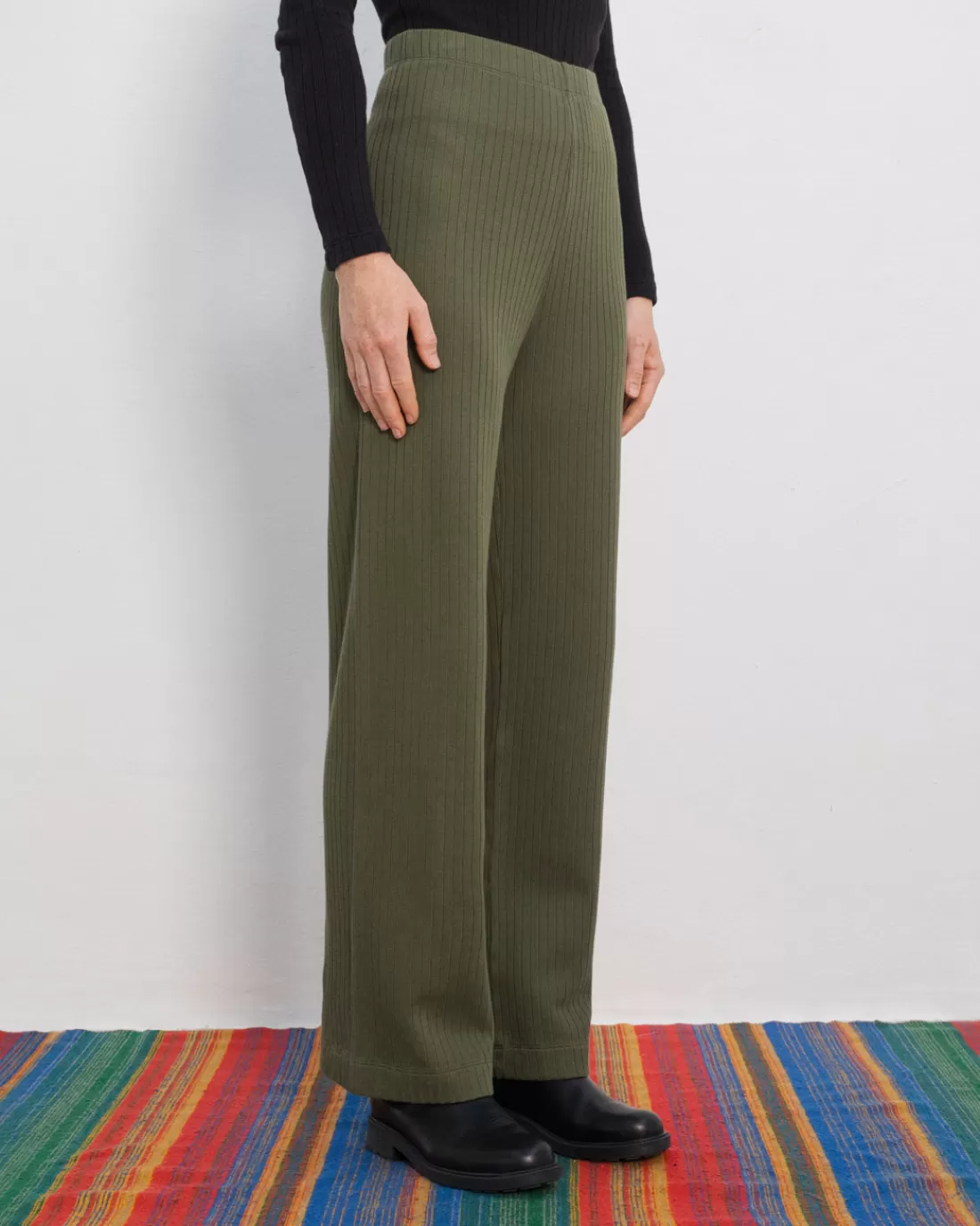 Pants & Shorts | Rotholz Ribbed Lounge Pant Organic Cotton - Moss Green