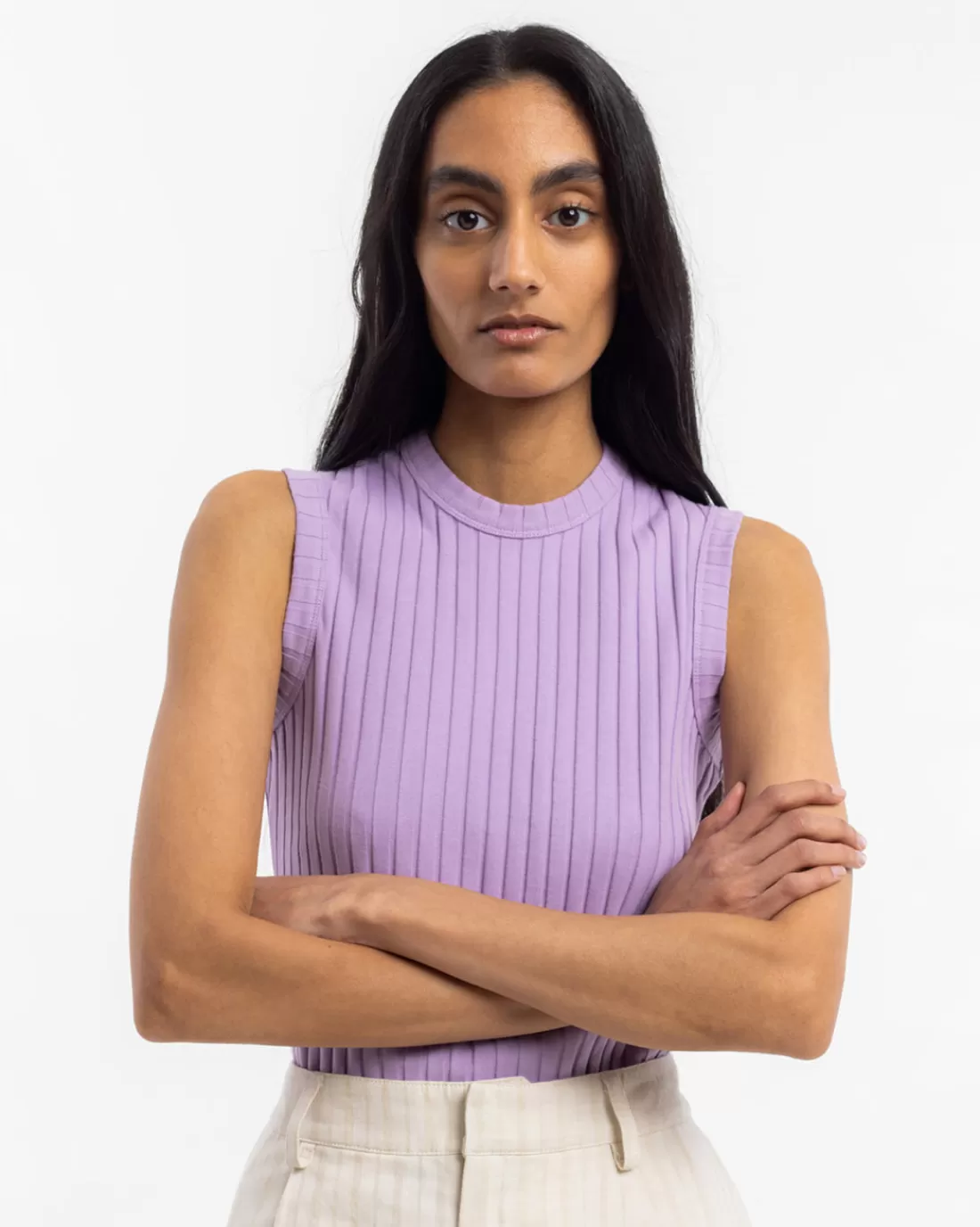 T-Shirts & Tops | Shirts & Blouses | Rotholz Ribbed Singlet Washed Lavender