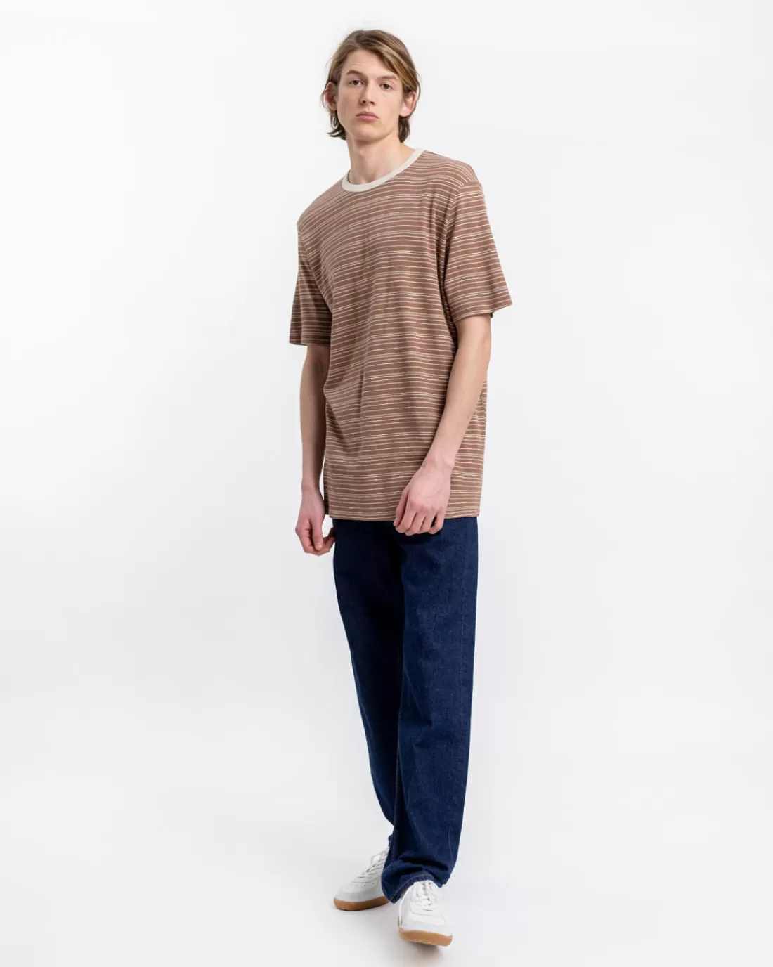 T-Shirts & Tops | T-Shirts & Tops | Rotholz Striped T-Shirt Chestnut/Summer Sand