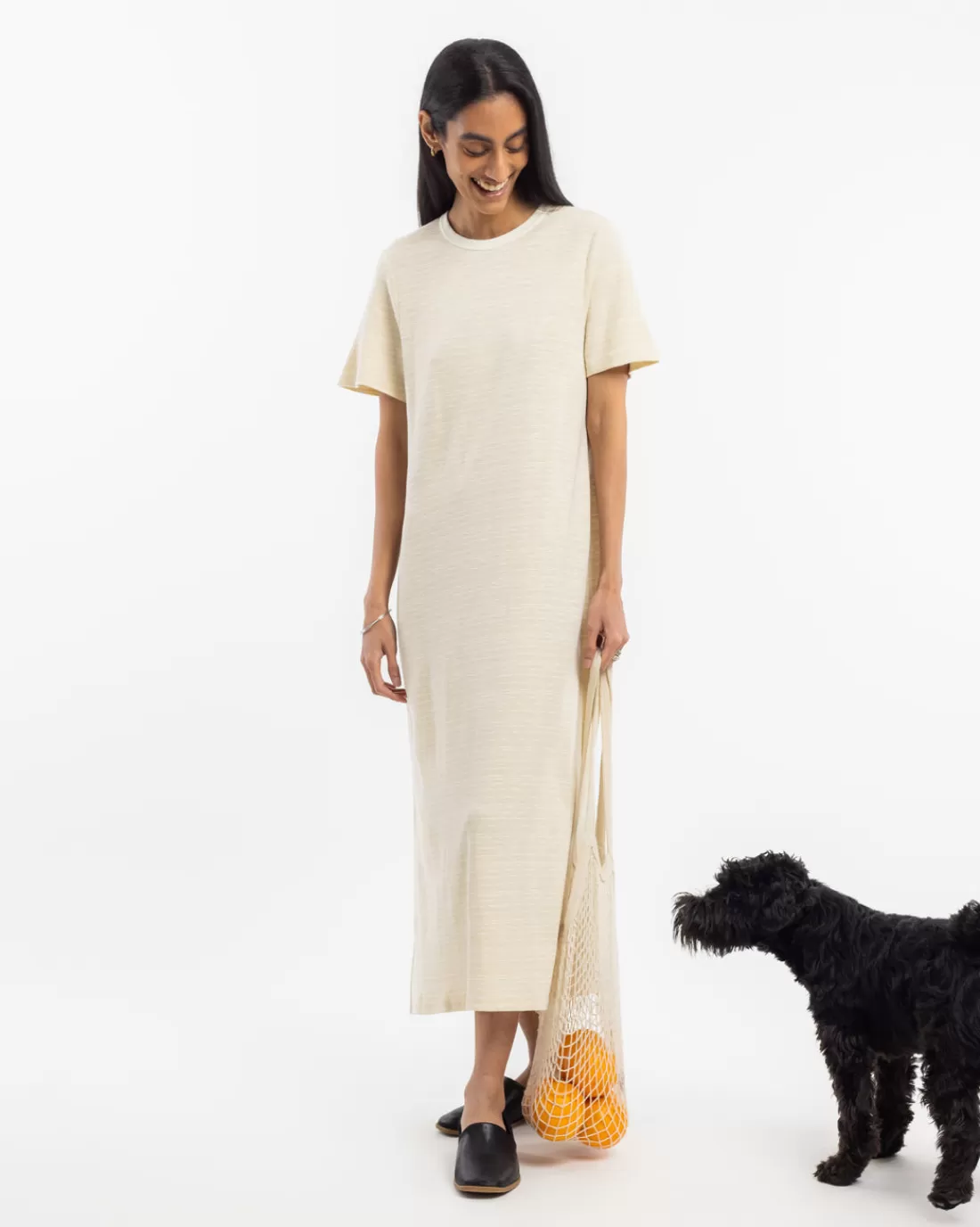 Dresses & Skirts | Rotholz Striped T-Shirt Dress Summer Sand/Off-White