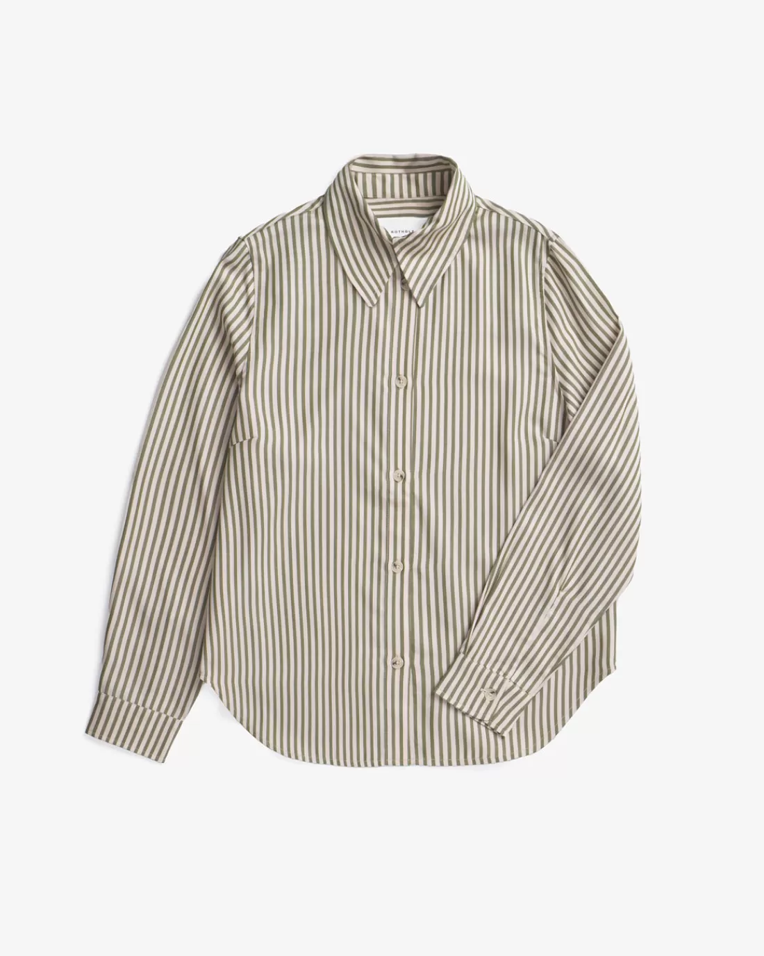 Shirts & Blouses | Knitwear | Rotholz Women's Pointed Collar Shirt Olive/Sand Stripe